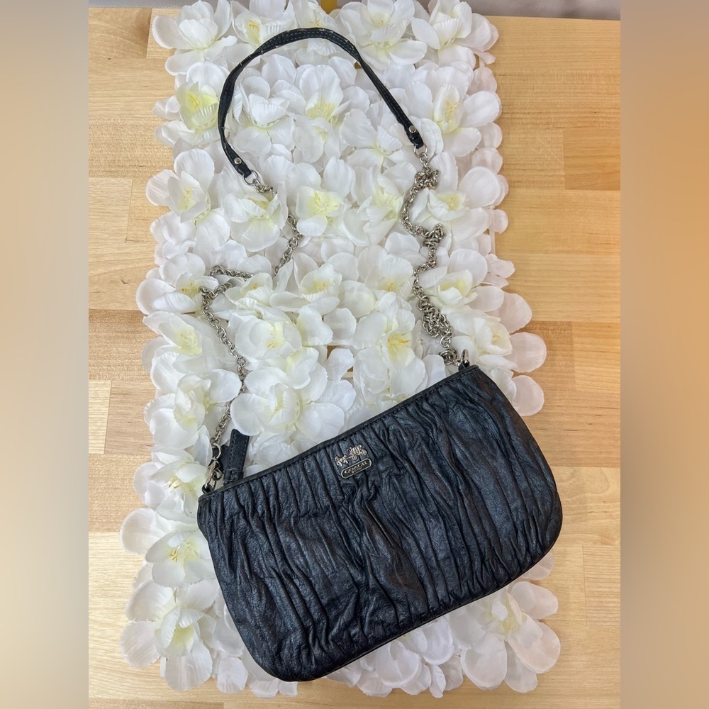 Coach Madison Gathered Leather Zip Crossbody Clutch